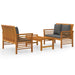 3 Piece Garden Lounge Set With Cushions Solid Wood Acacia