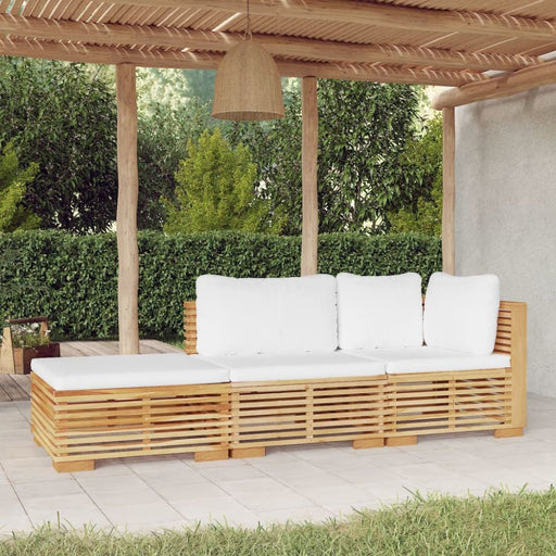 3 Piece Garden Lounge Set With Cushions Solid Wood Teak