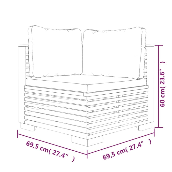 3 Piece Garden Lounge Set With Cushions Solid Wood Teak