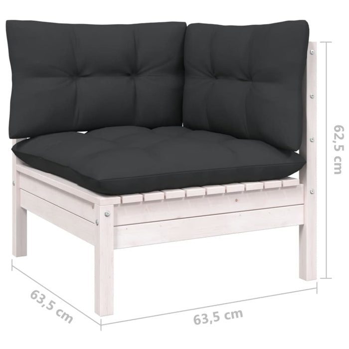 3 Piece Garden Lounge Set With Cushions White Solid