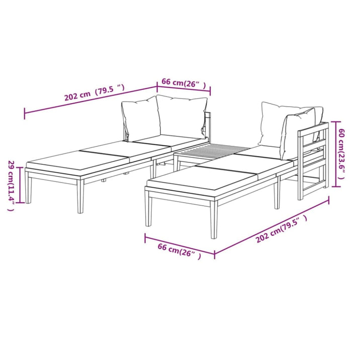 3 Piece Garden Lounge Set With Dark Grey Cushions Acacia