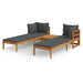 3 Piece Garden Lounge Set With Dark Grey Cushions Acacia