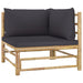 3 Piece Garden Lounge Set With Dark Grey Cushions Bamboo