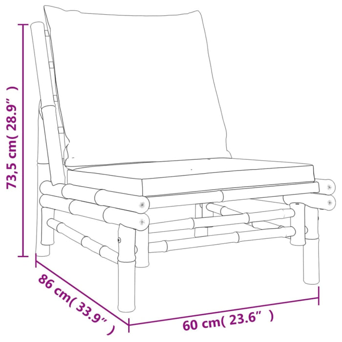 3 Piece Garden Lounge Set With Dark Grey Cushions Bamboo