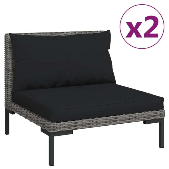 3 Piece Garden Lounge Set Dark Grey Half Round Poly Rattan