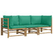 3 Piece Garden Lounge Set With Green Cushions Bamboo Toppopo