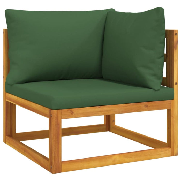 3 Piece Garden Lounge Set With Green Cushions Solid Wood