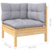 3 Piece Garden Lounge Set With Grey Cushions Pinewood