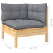 3 Piece Garden Lounge Set With Grey Cushions Solid Pinewood