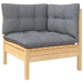 3 Piece Garden Lounge Set With Grey Cushions Solid Pinewood