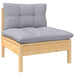 3 Piece Garden Lounge Set With Grey Cushions Solid Wood