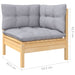 3 Piece Garden Lounge Set With Grey Cushions Solid Wood