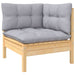 3 Piece Garden Lounge Set With Grey Cushions Solid Wood