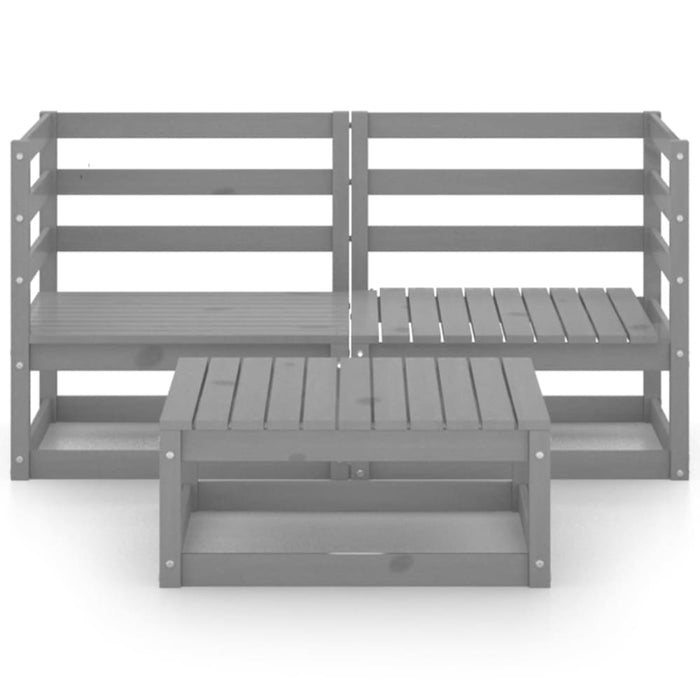 3 Piece Garden Lounge Set Grey Solid Pinewood Tbipxpo