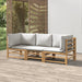 3 Piece Garden Lounge Set With Light Grey Cushions Bamboo