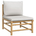 3 Piece Garden Lounge Set With Light Grey Cushions Bamboo