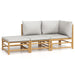 3 Piece Garden Lounge Set With Light Grey Cushions Bamboo