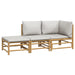 3 Piece Garden Lounge Set With Light Grey Cushions Bamboo