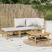 3 Piece Garden Lounge Set With Light Grey Cushions Bamboo