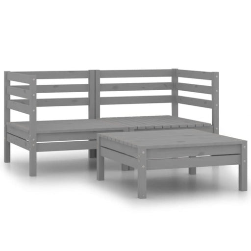 3 Piece Garden Lounge Set Solid Pinewood Grey Nbllba