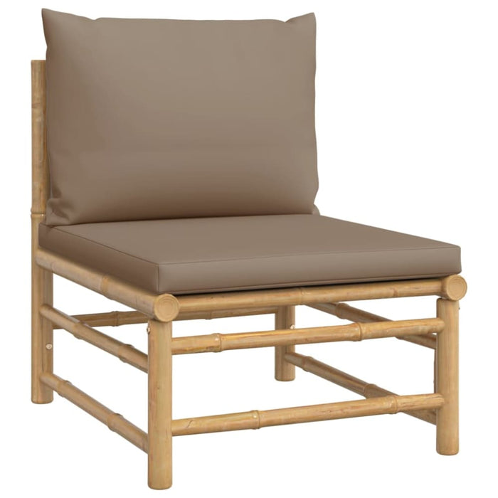 3 Piece Garden Lounge Set With Taupe Cushions Bamboo Toppook