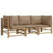 3 Piece Garden Lounge Set With Taupe Cushions Bamboo Toppook