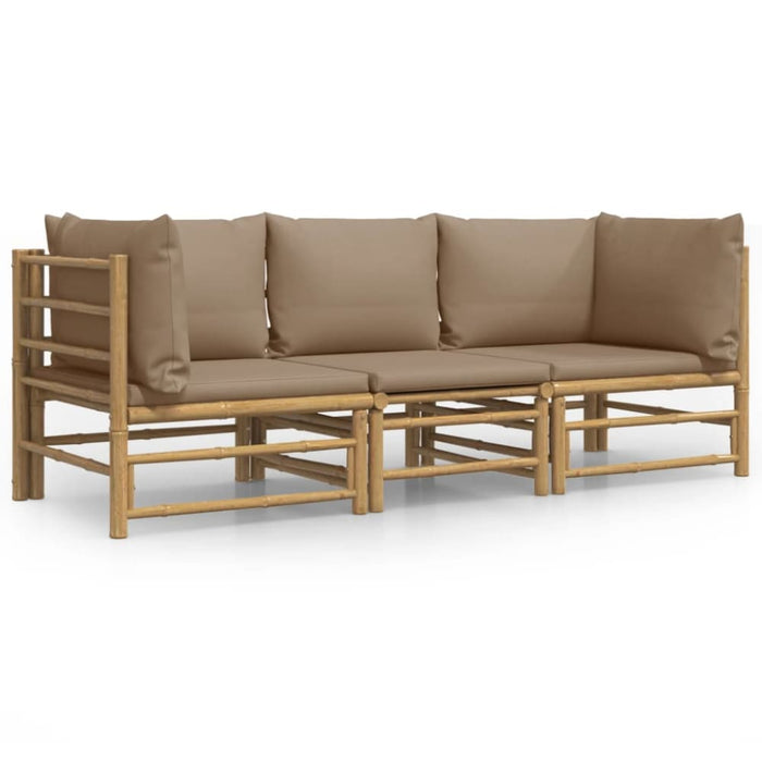 3 Piece Garden Lounge Set With Taupe Cushions Bamboo Toppook