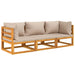 3 Piece Garden Lounge Set With Taupe Cushions Solid Wood