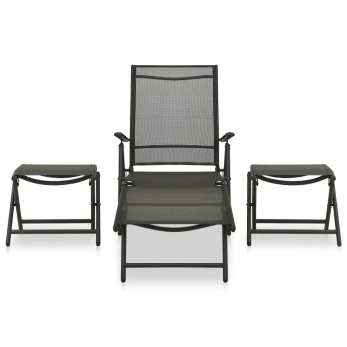 3 Piece Garden Lounge Set Textilene And Aluminium Black