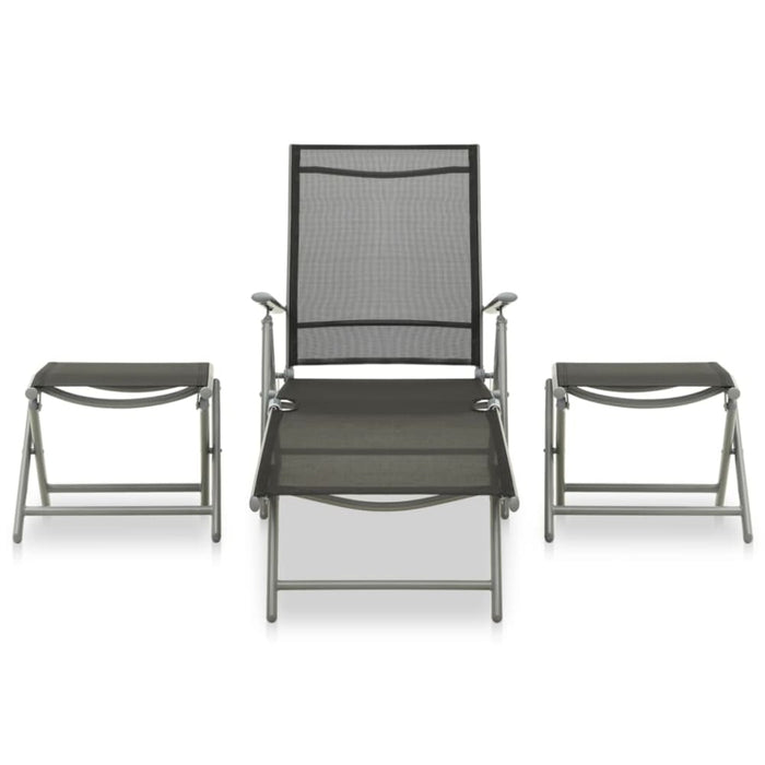 3 Piece Garden Lounge Set Textilene And Aluminium Silver