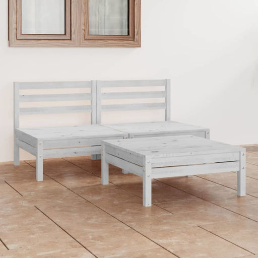 3 Piece Garden Lounge Set White Solid Wood Pine Tbnxtin