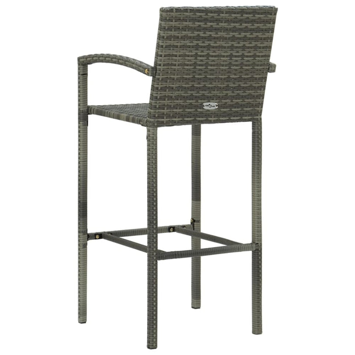 3 Piece Garden Bar Set Poly Rattan Grey Tblantn