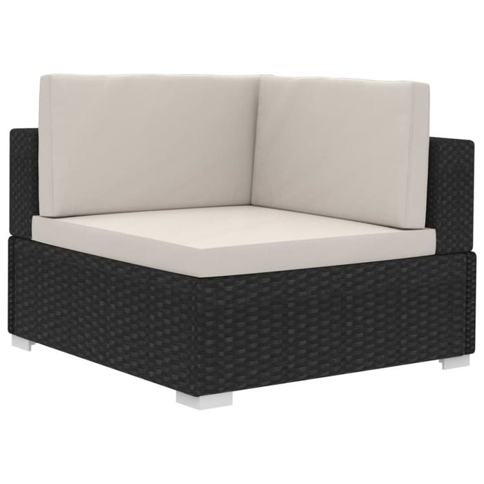 3 Piece Garden Sofa Set With Cushions Poly Rattan Black