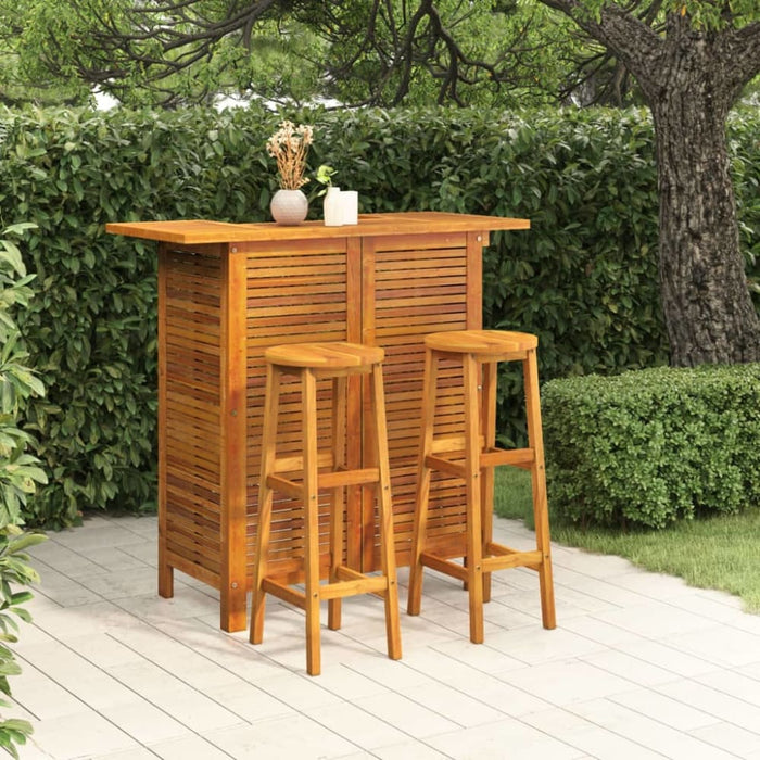 3 Piece Garden Bar Set Solid Wood Acacia Toolbbb