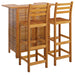 3 Piece Garden Bar Set Solid Wood Acacia Toopkkn