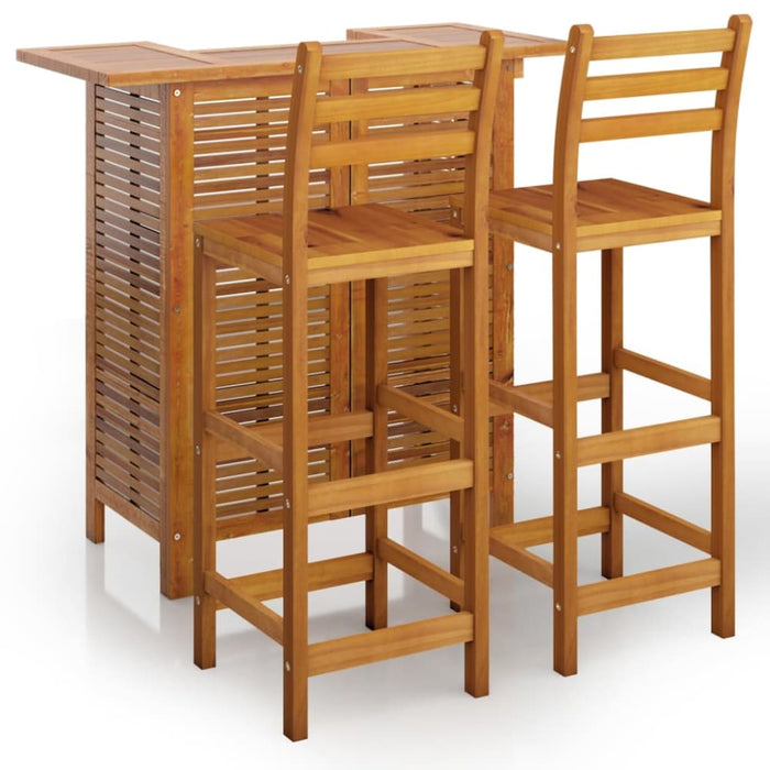 3 Piece Garden Bar Set Solid Wood Acacia Toopkkn