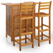 3 Piece Garden Bar Set Solid Wood Acacia Toopkkn