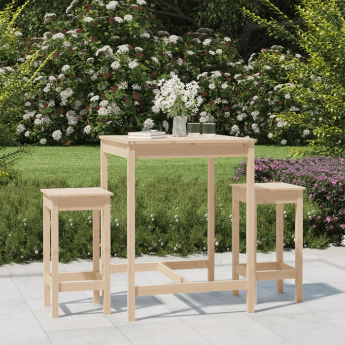 3 Piece Garden Bar Set Solid Wood Pine Topaixp