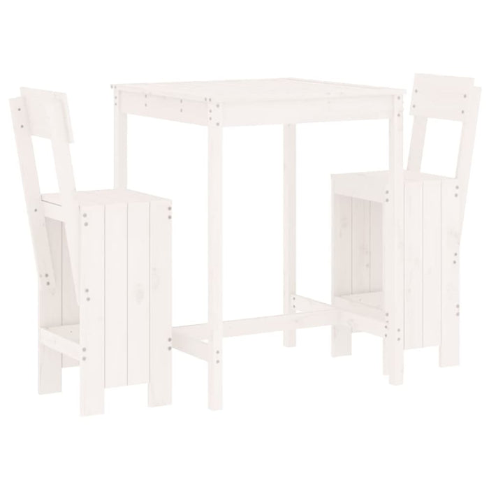 3 Piece Garden Bar Set White Solid Wood Pine Topiika