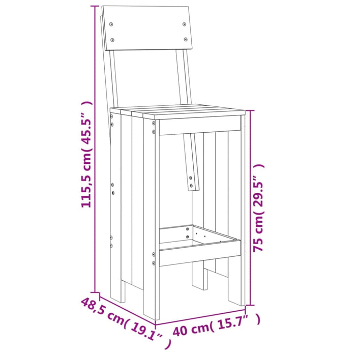 3 Piece Garden Bar Set White Solid Wood Pine Topiika