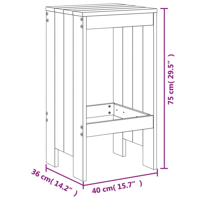 3 Piece Garden Bar Set White Solid Wood Pine Topiita