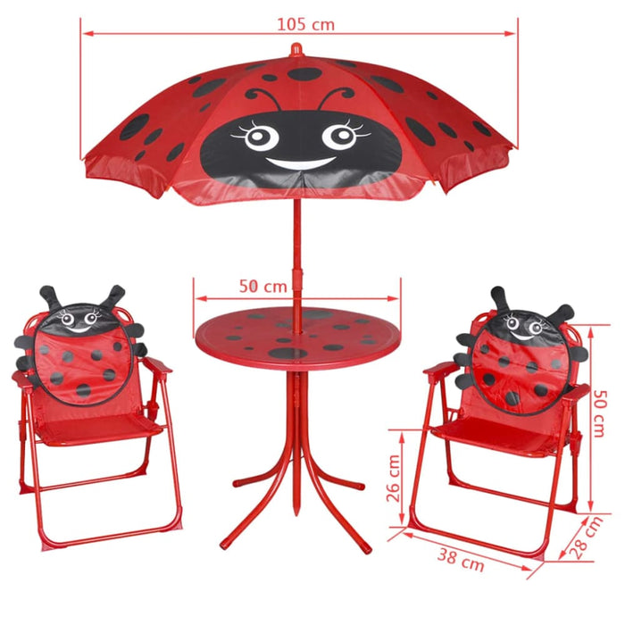 3 Piece Kids’ Garden Bistro Set With Parasol Red Aonax