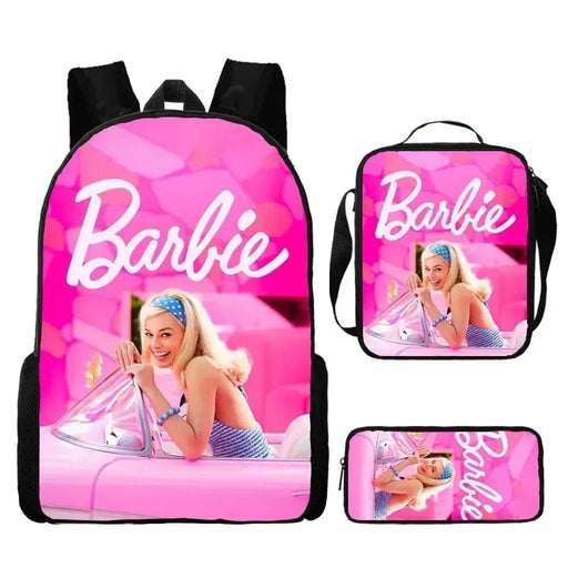 3 Piece Miniso Barbie Movie School Bag Set