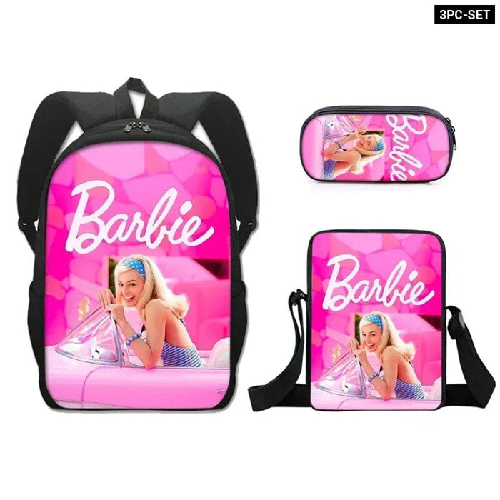 3 Piece Miniso Barbie Movie School Bag Set