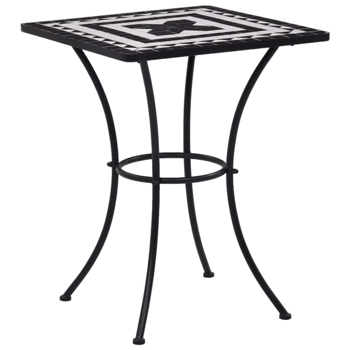 3 Piece Mosaic Bistro Set Ceramic Tile Black And White