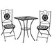 3 Piece Mosaic Bistro Set Ceramic Tile Black And White