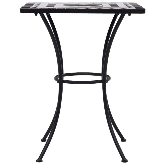 3 Piece Mosaic Bistro Set Ceramic Tile Black And White