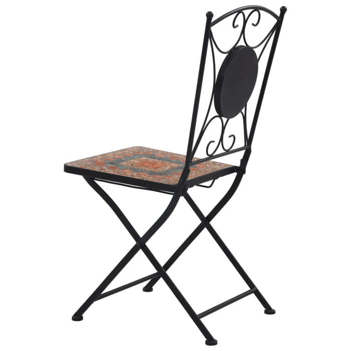 3 Piece Mosaic Bistro Set Ceramic Tile Orange/grey Xiklko