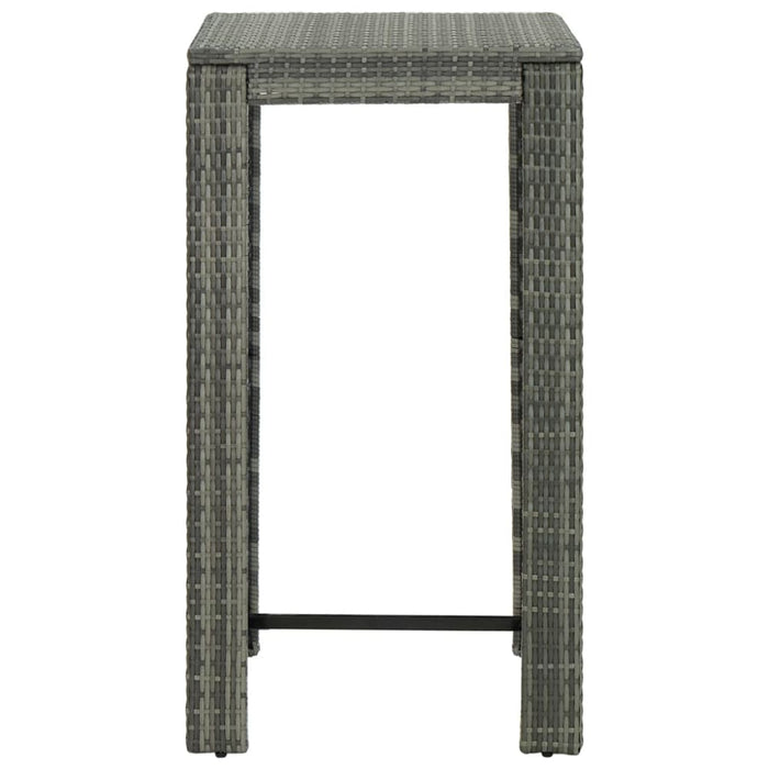 3 Piece Outdoor Bar Set With Armrest Poly Rattan Grey