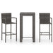 3 Piece Outdoor Bar Set With Armrest Poly Rattan Grey